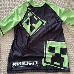 Minecraft Kids Swim Rashguard - Black and Green
